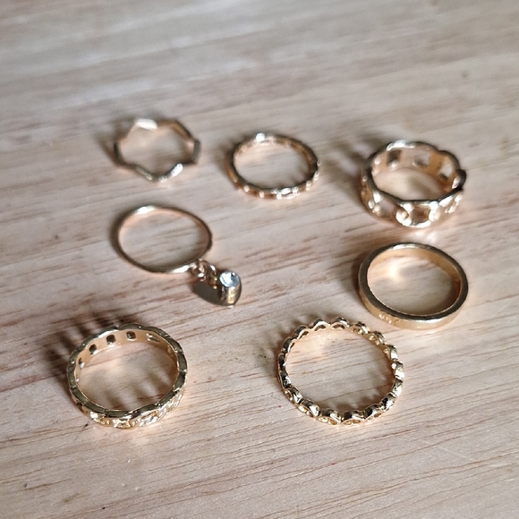 Jewelry - Vintage-Style Gold-tone Ring Set with Crown Design